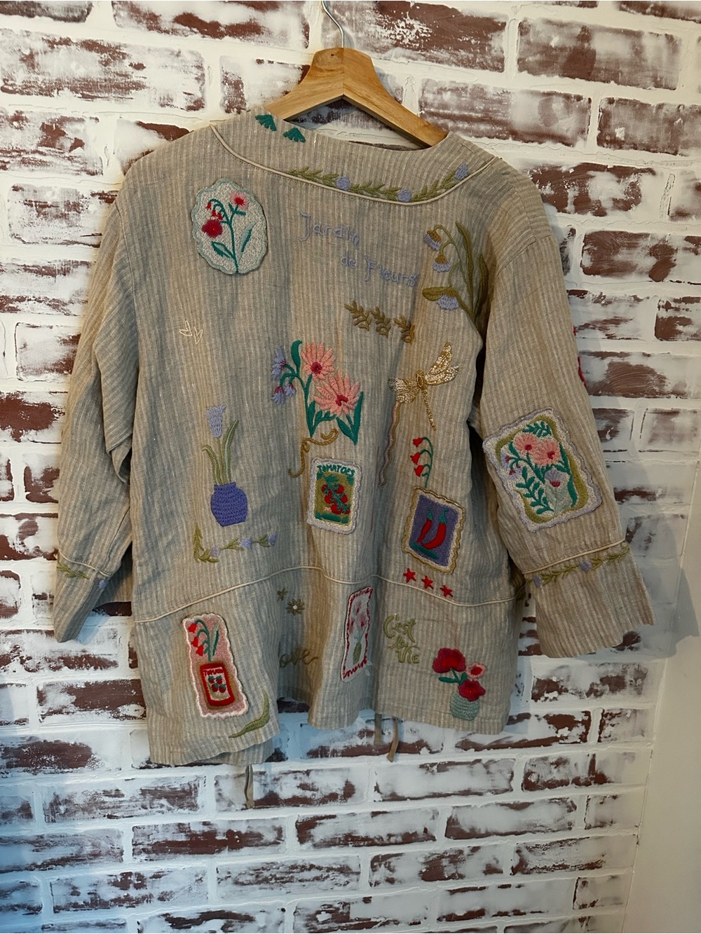 Johnny Was Beige Embroidered Kimono Jacket - Fleur - Picture 5 of 9